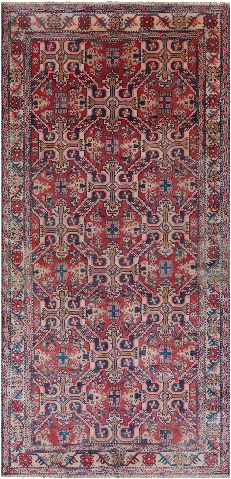 Red Vintage Persian Hand Knotted Wool Rug - 5' 0" X 10' 4"