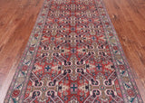 Red Vintage Persian Hand Knotted Wool Rug - 5' 0" X 10' 4"