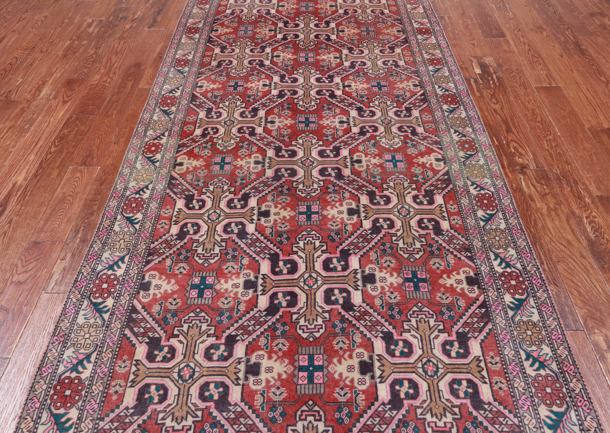 Red Vintage Persian Hand Knotted Wool Rug - 5' 0" X 10' 4"