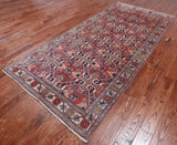 Red Vintage Persian Hand Knotted Wool Rug - 5' 0" X 10' 4"