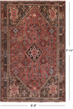 Rust Vintage Persian Shiraz Handmade Wool On Wool Rug - 5' 0" X 7' 11"