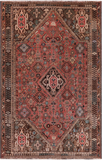 Rust Vintage Persian Shiraz Handmade Wool On Wool Rug - 5' 0" X 7' 11"