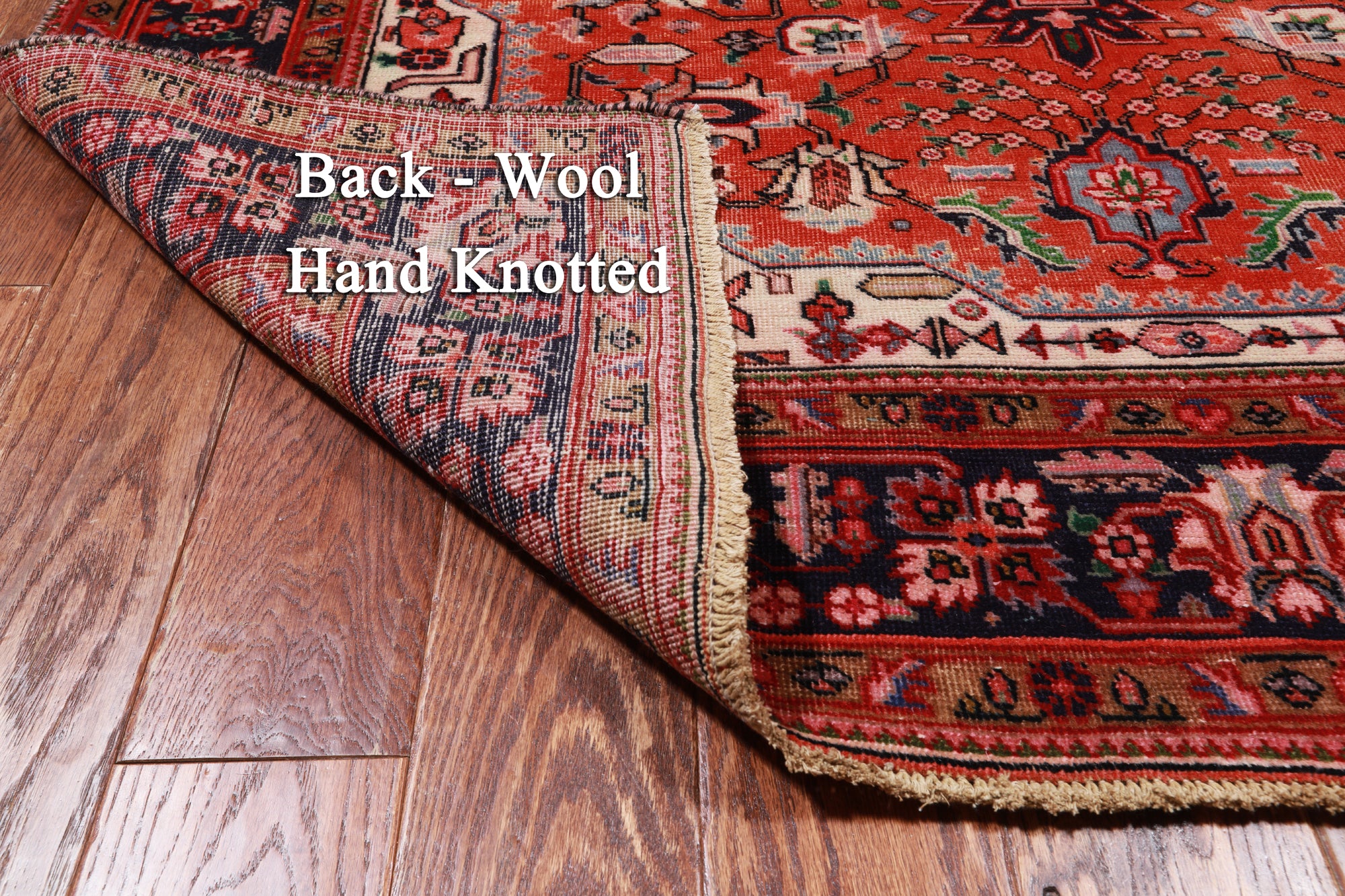 Rust Vintage Persian Heriz Serapi Handmade Wool Rug - 4' 11" X 7' 9"