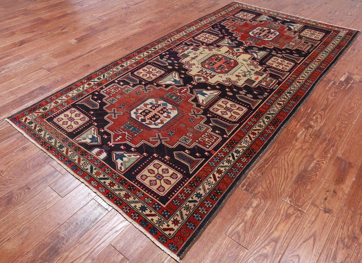 Vintage Persian Hand Knotted Wool Rug - 5' 0" X 9' 8"