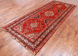 Red Vintage Persian Hand-Knotted Wool Rug - 4' 7" X 10' 10"