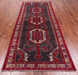 Grey Vintage Persian Handmade Wool Runner Rug - 4' 4" X 10' 3"