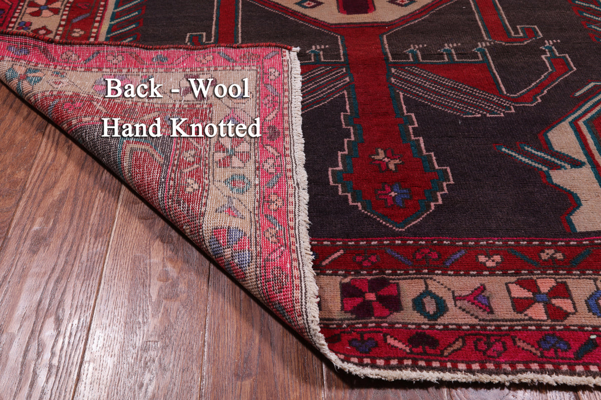 Grey Vintage Persian Handmade Wool Runner Rug - 4' 4" X 10' 3"