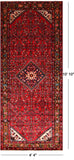Red Vintage Persian Hand Knotted Wool Runner Rug - 4' 4" X 10' 10"