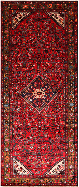 Red Vintage Persian Hand Knotted Wool Runner Rug - 4' 4" X 10' 10"