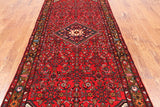 Red Vintage Persian Hand Knotted Wool Runner Rug - 4' 4" X 10' 10"