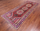 Red Vintage Persian Hand-Knotted Wool Runner Rug - 4' 0" X 10' 0"