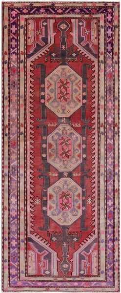 Red Vintage Persian Hand-Knotted Wool Runner Rug - 4' 0" X 10' 0"