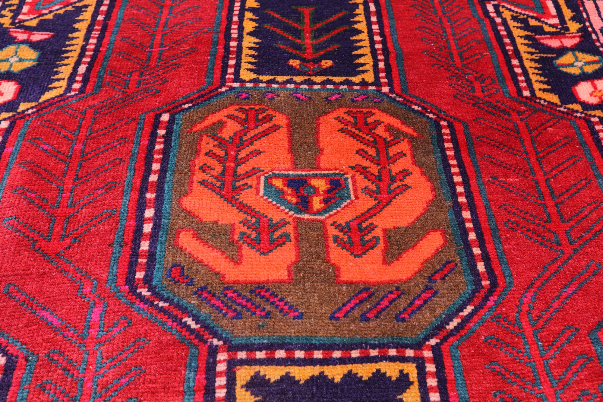 Navy Blue Vintage Persian Hand Knotted Wool Runner Rug - 3' 10" X 9' 3"