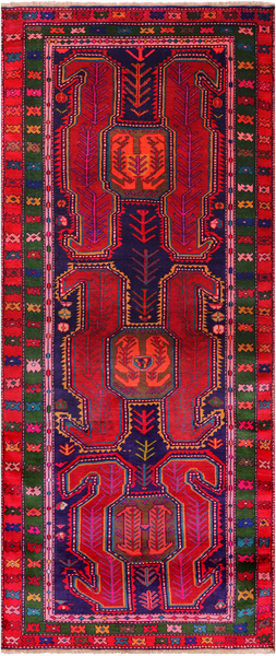 Navy Blue Vintage Persian Hand Knotted Wool Runner Rug - 3' 10" X 9' 3"
