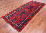Navy Blue Vintage Persian Hand Knotted Wool Runner Rug - 3' 10" X 9' 3"