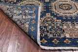 Blue Turkmen Ersari Hand Knotted Wool Runner Rug - 4' 1" X 9' 6"