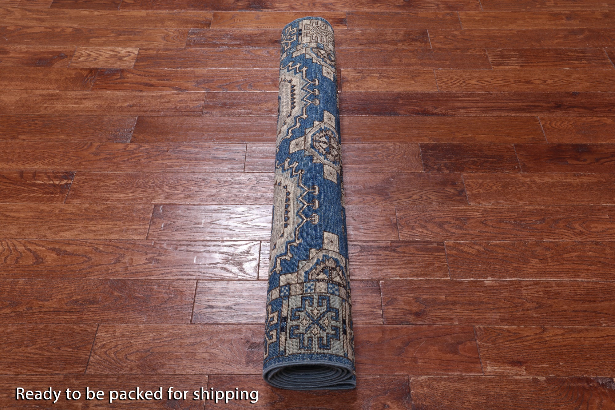 Blue Turkmen Ersari Hand Knotted Wool Runner Rug - 4' 1" X 9' 6"