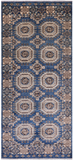 Blue Turkmen Ersari Hand Knotted Wool Runner Rug - 4' 1" X 9' 6"