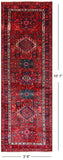 Red Vintage Persian Heriz Serapi Handmade Wool Runner Rug - 3' 6" X 10' 1"