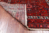 Red Vintage Persian Heriz Serapi Handmade Wool Runner Rug - 3' 6" X 10' 1"