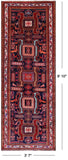 Navy Blue Vintage Persian Hand-Knotted Wool Runner Rug - 3' 7" X 9' 10"