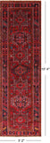 Red Vintage Persian Heriz Serapi Handmade Wool Runner Rug - 3' 2" X 10' 4"