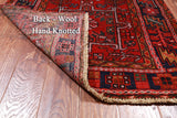 Red Vintage Persian Heriz Serapi Handmade Wool Runner Rug - 3' 2" X 10' 4"