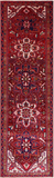 Red Vintage Persian Heriz Serapi Hand-Knotted Wool Runner Rug - 3' 5" X 11' 11"