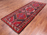 Brown Vintage Persian Handmade Wool Runner Rug - 3' 10" X 10' 5"