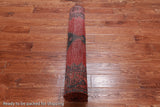 Ruby Red Vintage Persian Hand-Knotted Wool Runner Rug - 3' 7" X 10' 2"