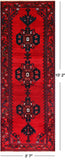 Ruby Red Vintage Persian Hand-Knotted Wool Runner Rug - 3' 7" X 10' 2"