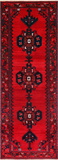 Ruby Red Vintage Persian Hand-Knotted Wool Runner Rug - 3' 7" X 10' 2"