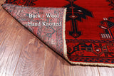 Ruby Red Vintage Persian Hand-Knotted Wool Runner Rug - 3' 7" X 10' 2"