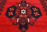 Ruby Red Vintage Persian Hand-Knotted Wool Runner Rug - 3' 7" X 10' 2"