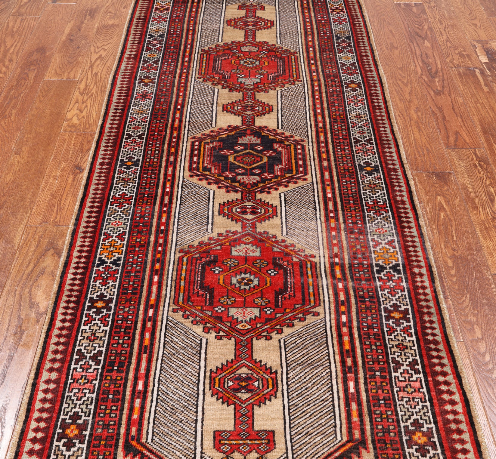 Brown Vintage Persian Hand-Knotted Wool Runner Rug - 3' 3" X 9' 8"