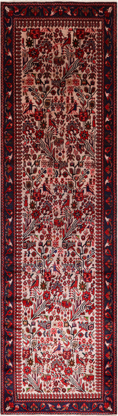 Grey Vintage Persian Handmade Wool Runner Rug - 3' 0" X 11' 5"
