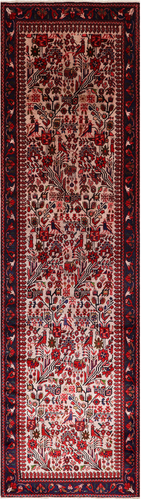 Grey Vintage Persian Handmade Wool Runner Rug - 3' 0" X 11' 5"