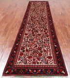 Grey Vintage Persian Handmade Wool Runner Rug - 3' 0" X 11' 5"