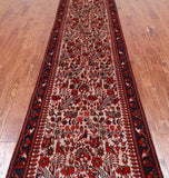 Grey Vintage Persian Handmade Wool Runner Rug - 3' 0" X 11' 5"