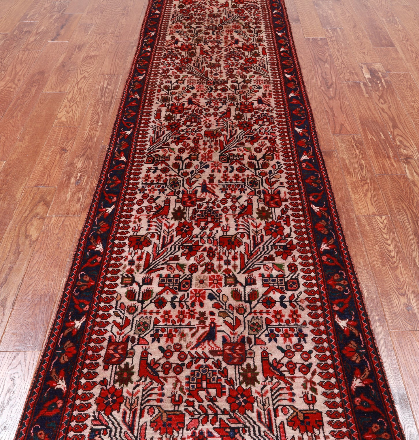 Grey Vintage Persian Handmade Wool Runner Rug - 3' 0" X 11' 5"