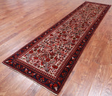 Grey Vintage Persian Handmade Wool Runner Rug - 3' 0" X 11' 5"