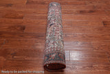 Grey Vintage Persian Handmade Wool Runner Rug - 3' 0" X 11' 5"