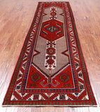 Red Vintage Persian Handmade Wool Runner Rug - 3' 4" X 11' 5"
