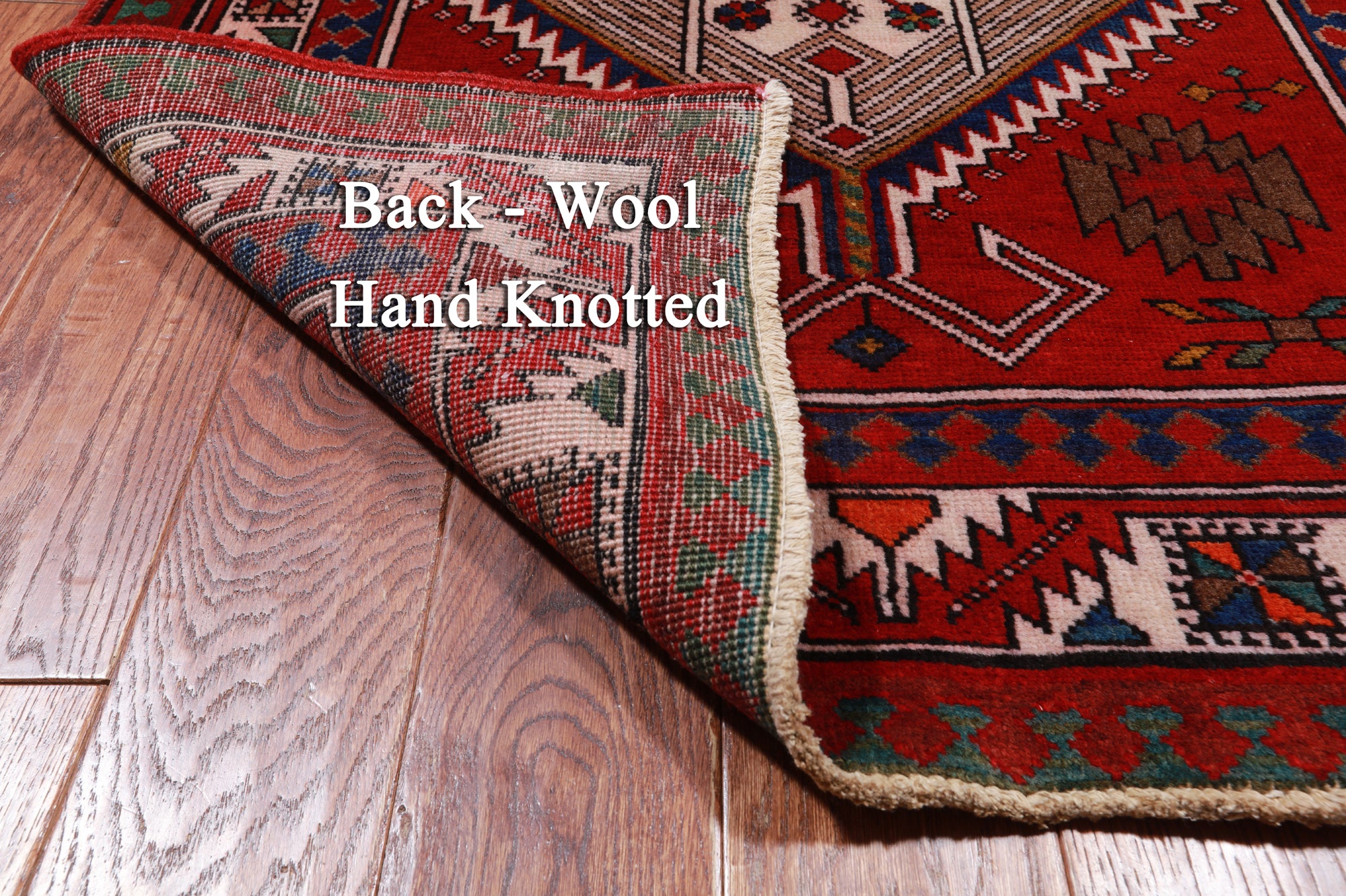 Red Vintage Persian Handmade Wool Runner Rug - 3' 4" X 11' 5"
