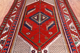Red Vintage Persian Handmade Wool Runner Rug - 3' 4" X 11' 5"