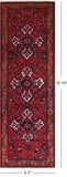Red Vintage Persian Hand-Knotted Wool Runner Rug - 3' 7" X 10' 10"