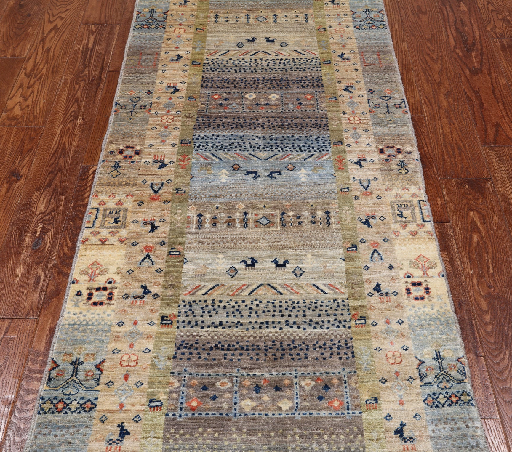 Tribal Persian Gabbeh Hand-Knotted Wool Runner Rug - 2' 8" X 7' 7"