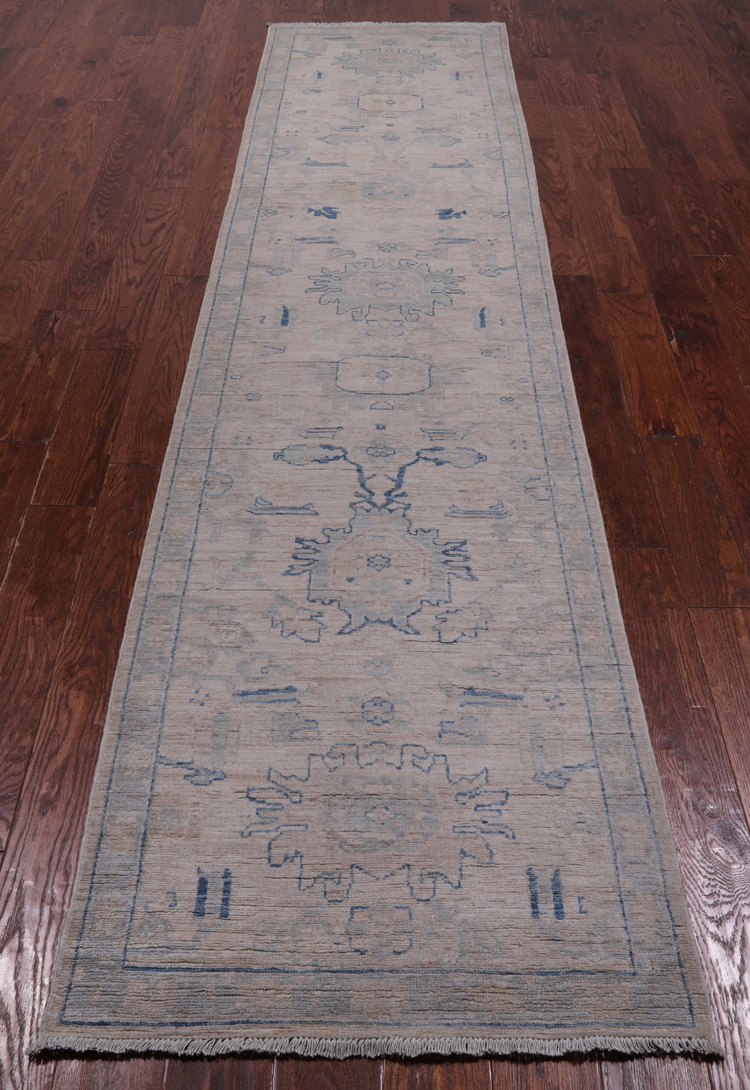 Ivory Peshawar Washed Out Handmade Wool Runner Rug - 2' 7" X 11' 4"