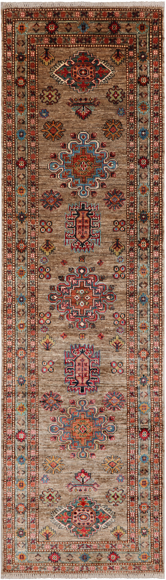 Super Kazak Handmade Wool Runner Rug - 2' 8" X 9' 3"