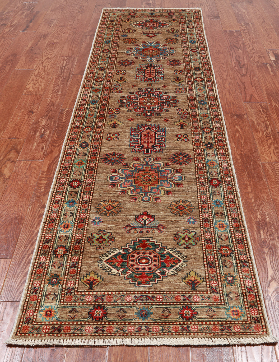 Super Kazak Handmade Wool Runner Rug - 2' 8" X 9' 3"
